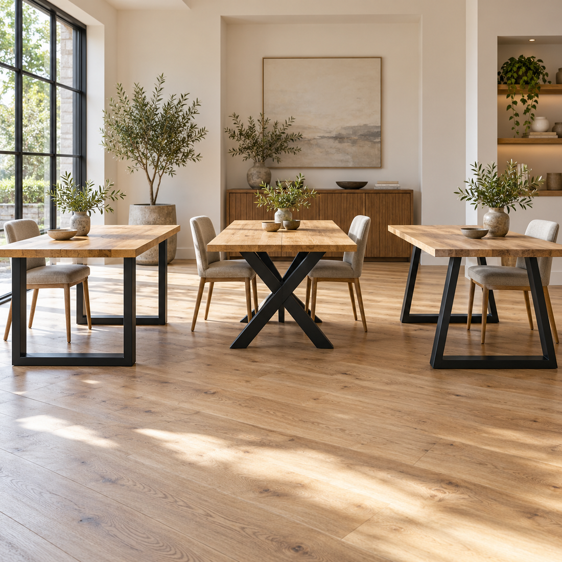 Pieds de table en U, X ou trapèze : quelle forme libère le plus de place ?