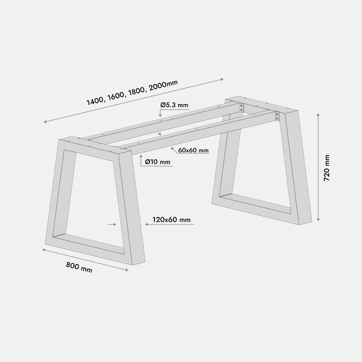 Stolová noha Nemesis Extreme - 180x80x72 cm
