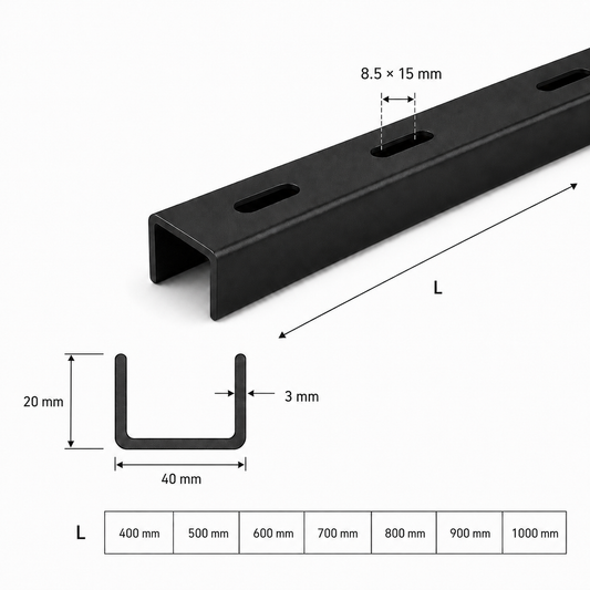 Renfort de plateau de table – profilé U noir (lot de 3)