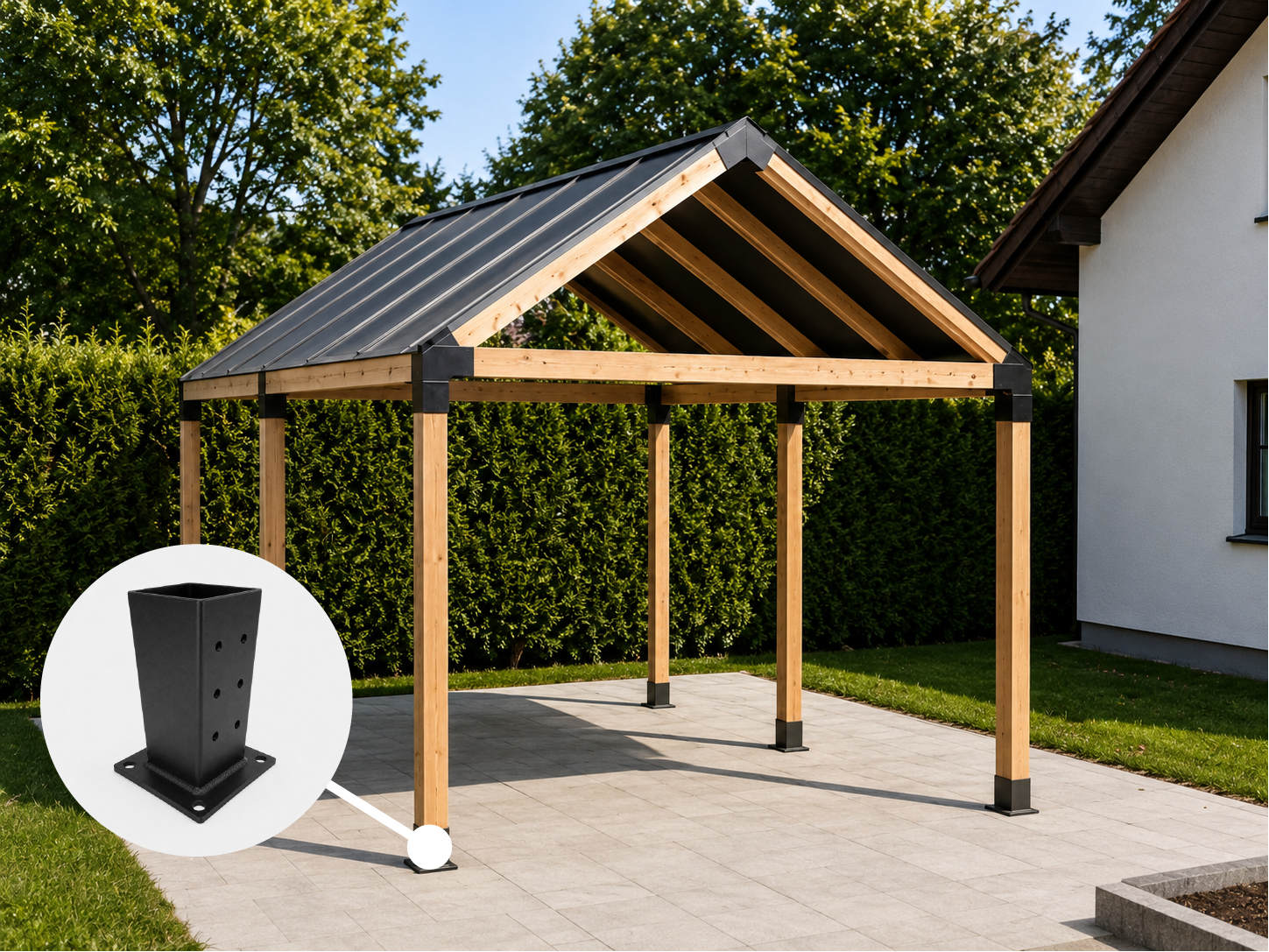 Pied fixe pour poteau en bois