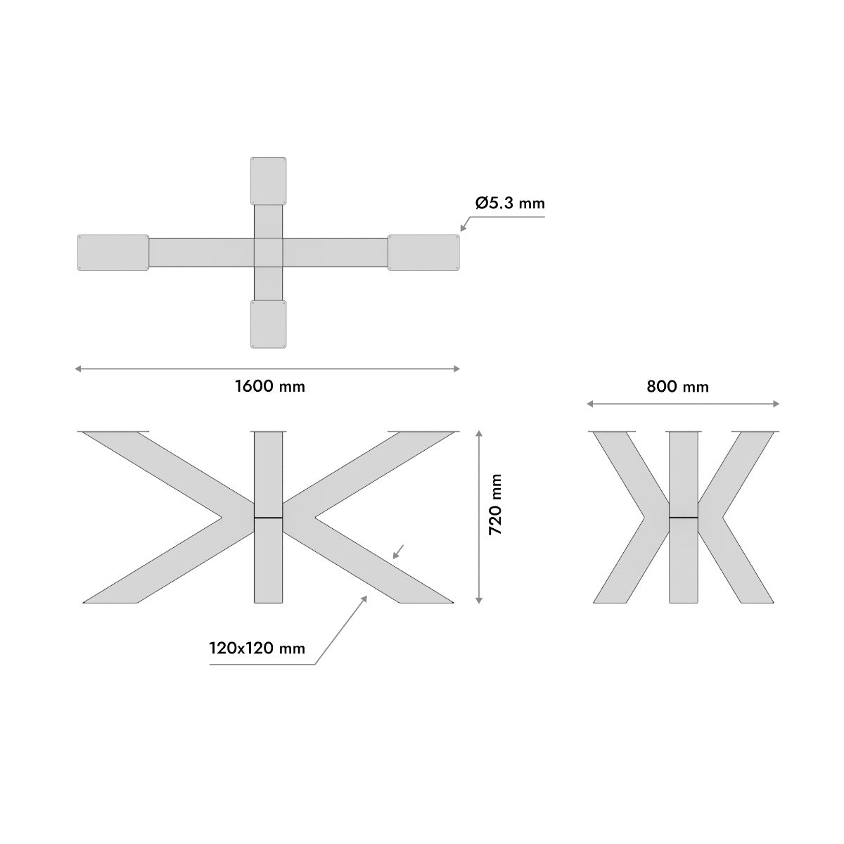 Stolová Noha - Acamar Extreme - 160x80x72 cm