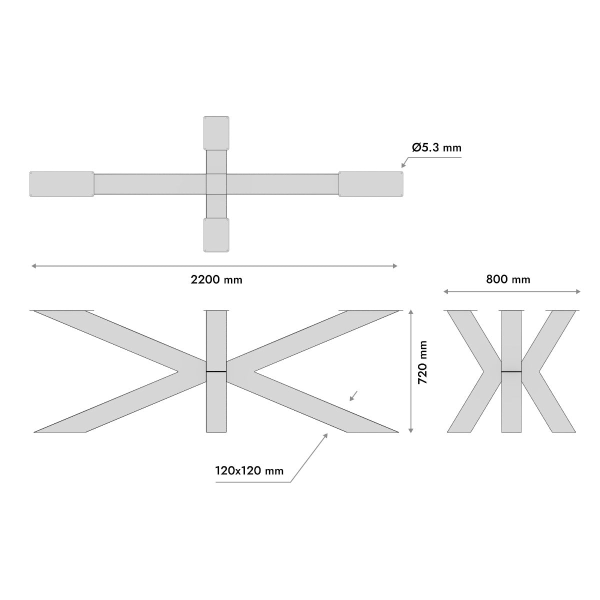 Stolová Noha - Acamar Extreme - 220x80x72 cm