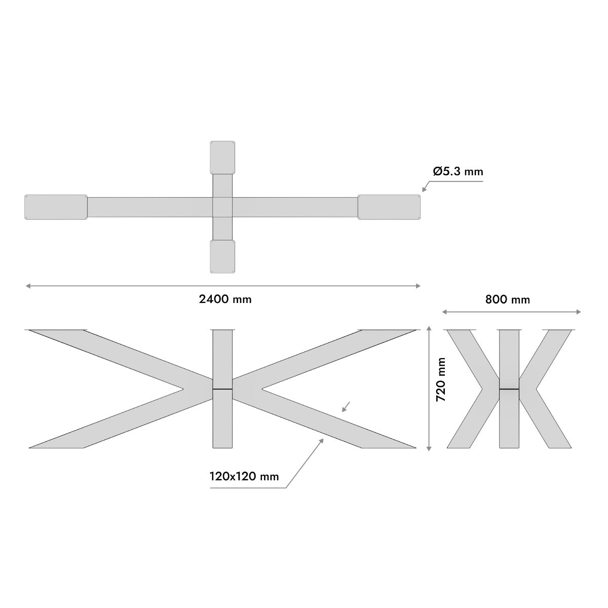 Stolová Noha - Acamar Extreme - 240x80x72 cm