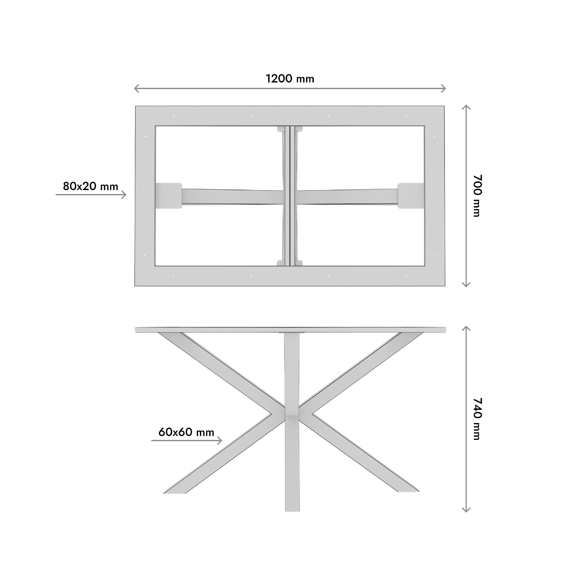 Stolová Noha Acamar Frame - 120x70x74 cm