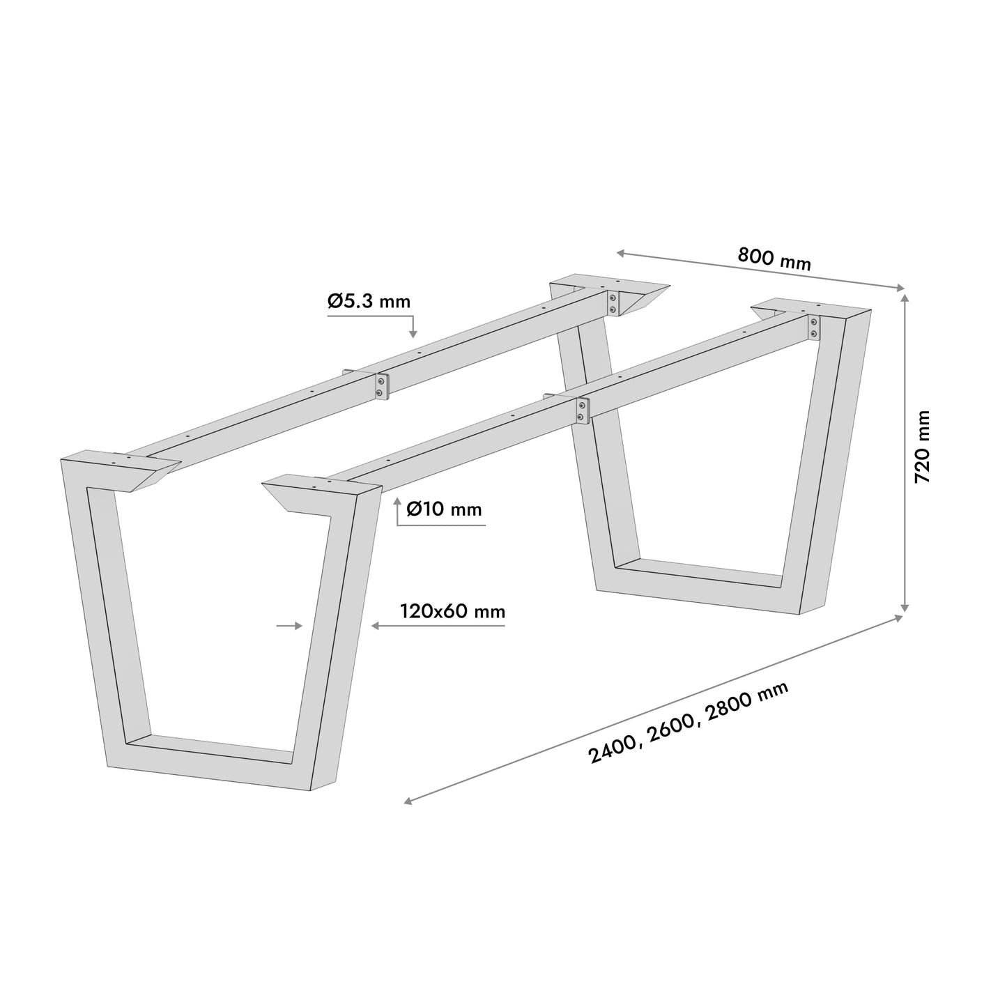 Stolová noha Atria Epox Extreme - 280x80x72 cm