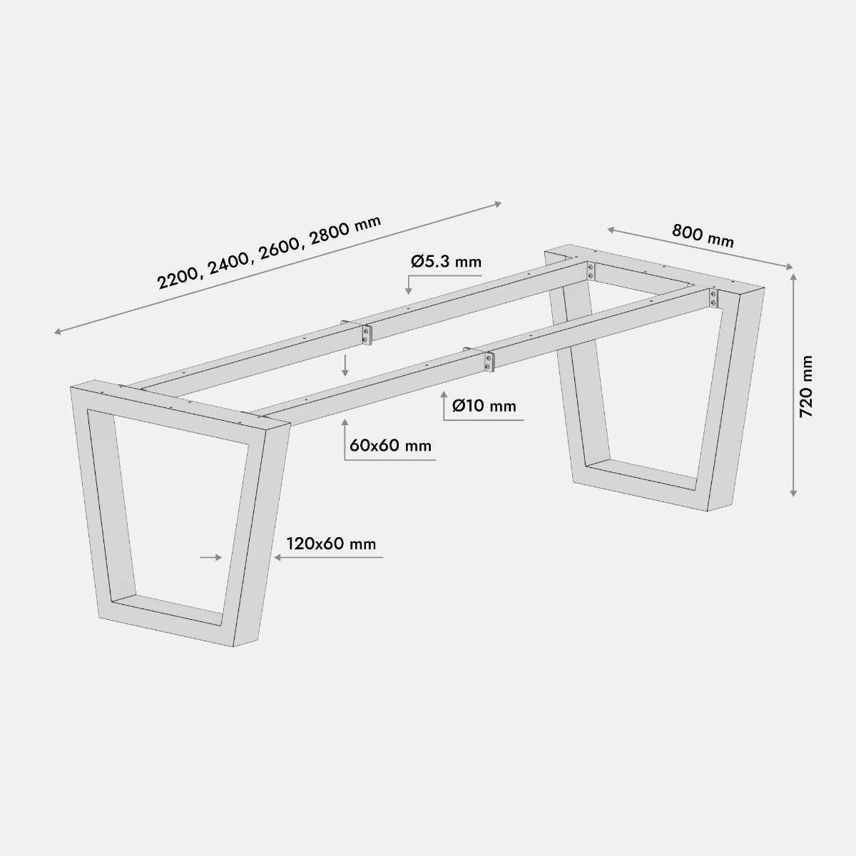 Stolová Noha - Atria Extreme - 260x80x72 cm