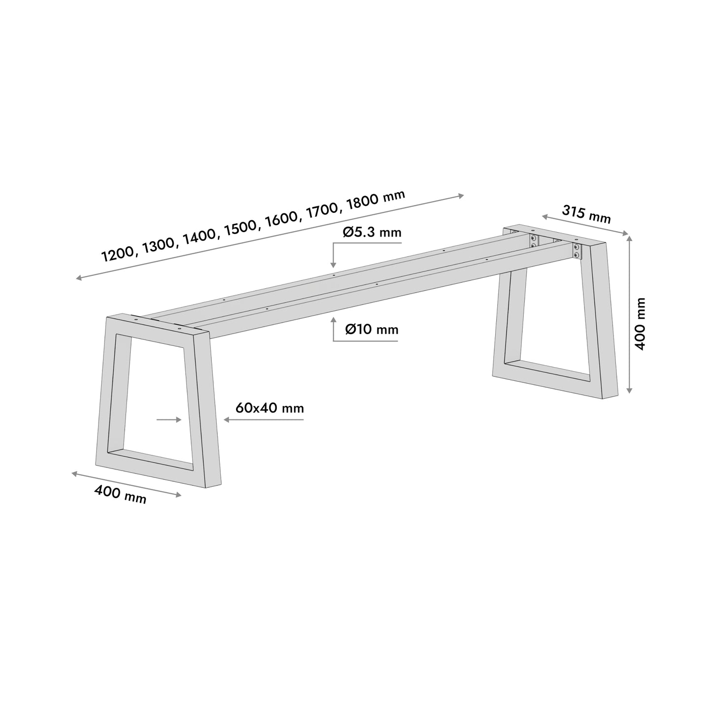 Noha na lavice Nemesis - 40x40x170 cm