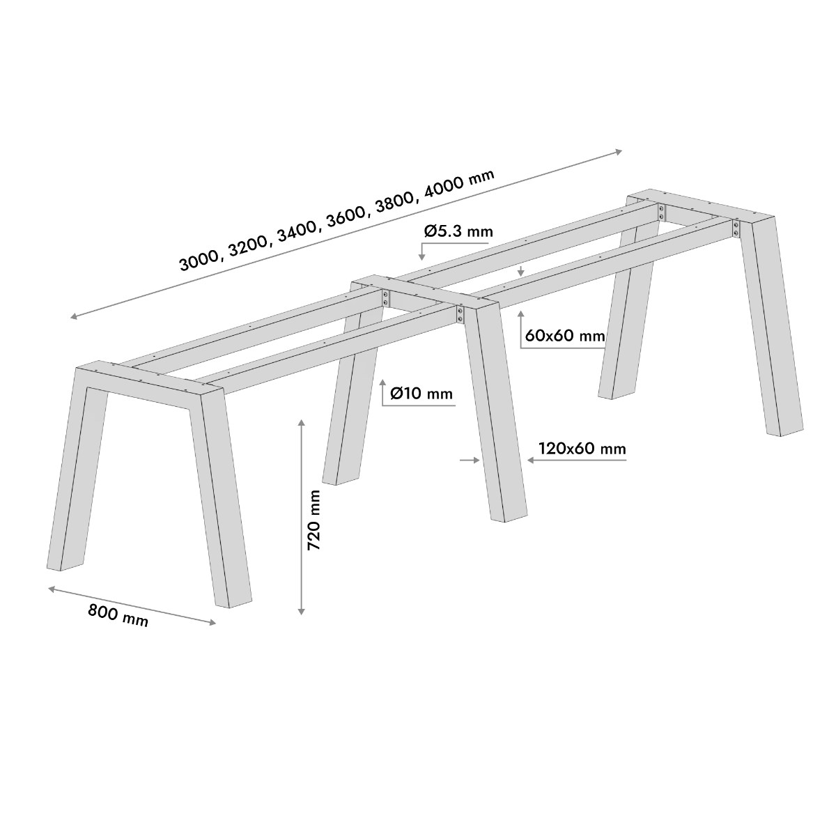 Stolové nohy Thusia Extreme Long